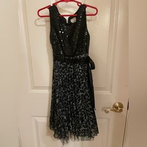 Black and gray leopard sequin dress